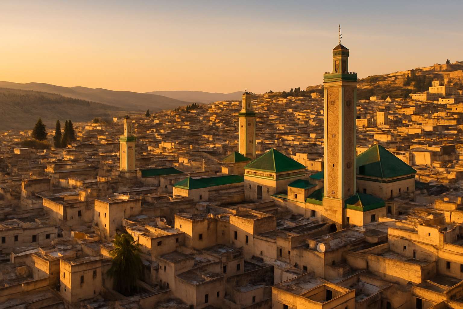 Gate 1 Travel Morocco – Camel caravan crossing the golden Erg Chebbi dunes in Merzouga at sunset